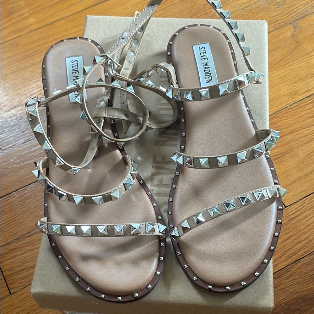 Steve Madden Tan Studded Sandals